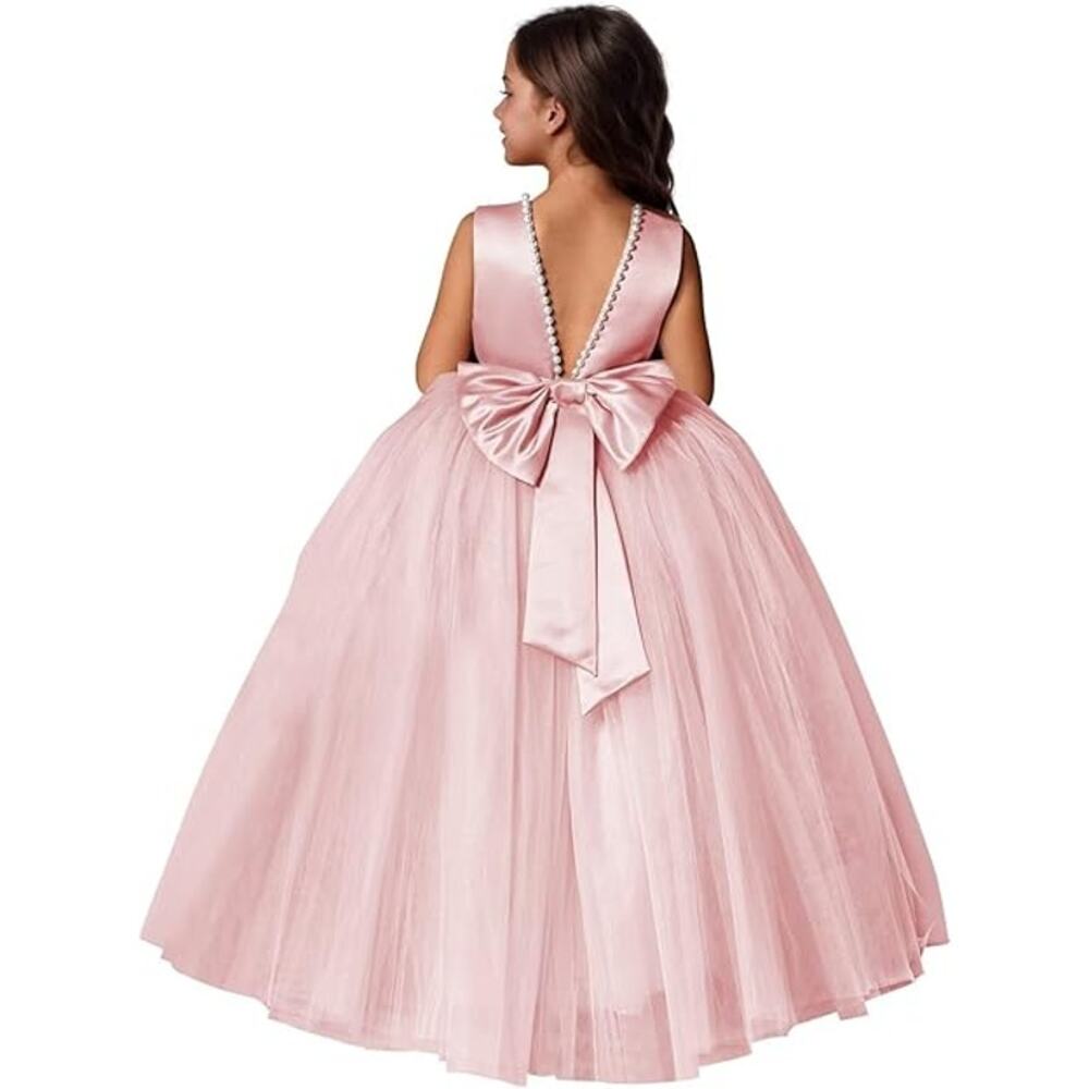 MCieloLuna Girls Size 6 Sleeveless Back Bow Layered Tulle Princess Pageant Dress